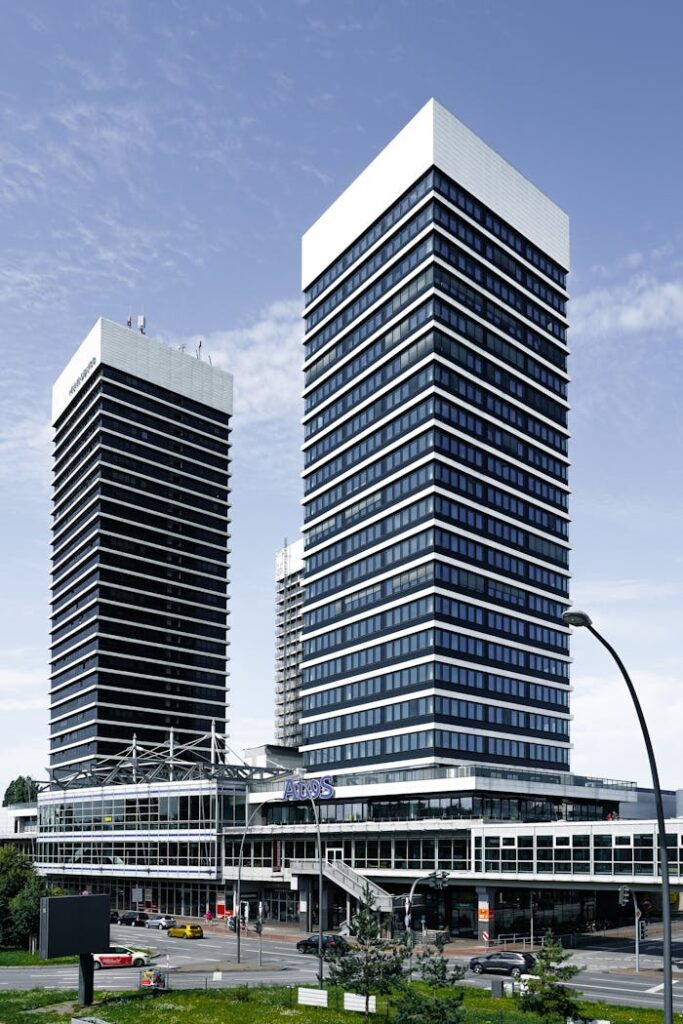 Striking view of iconic high-rise buildings and cityscape in Hamburg, Germany.