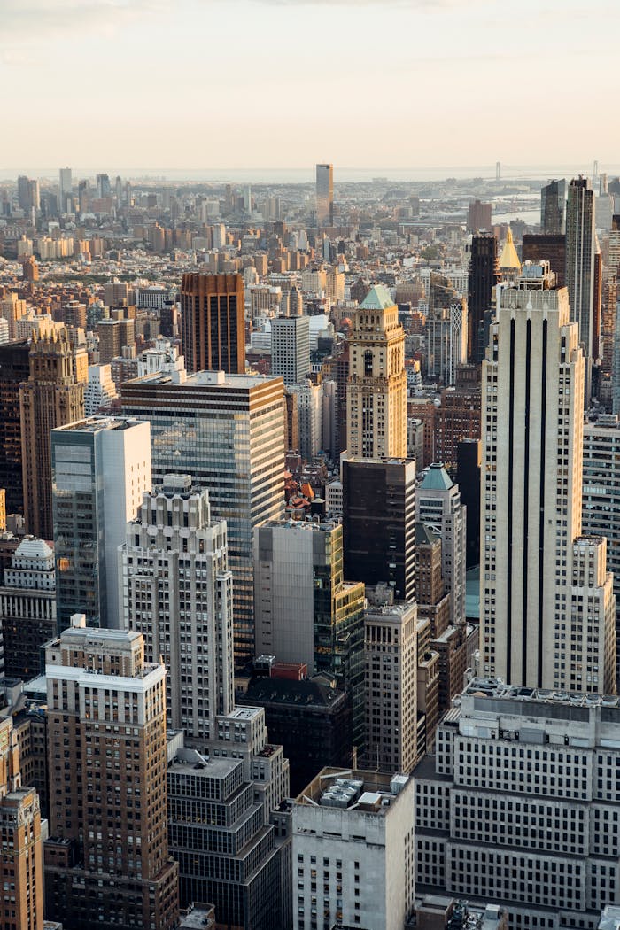 services-03 From above of downtown of megapolis with high rise financial and residential buildings located in New York City in daytime